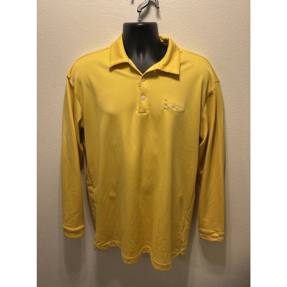Nike Golf Shirt Sphere Dry XL Pebble Beach Yellow Long‎ Sleeve Patch